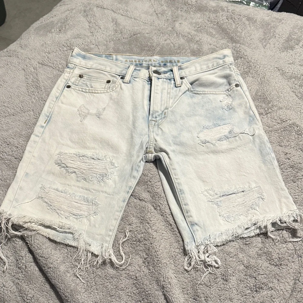 American Eagle Light Blue Distressed Jean Shorts